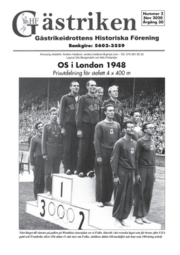 OS I London 1948 Prisutdelning För Stafett 4 X 400 M