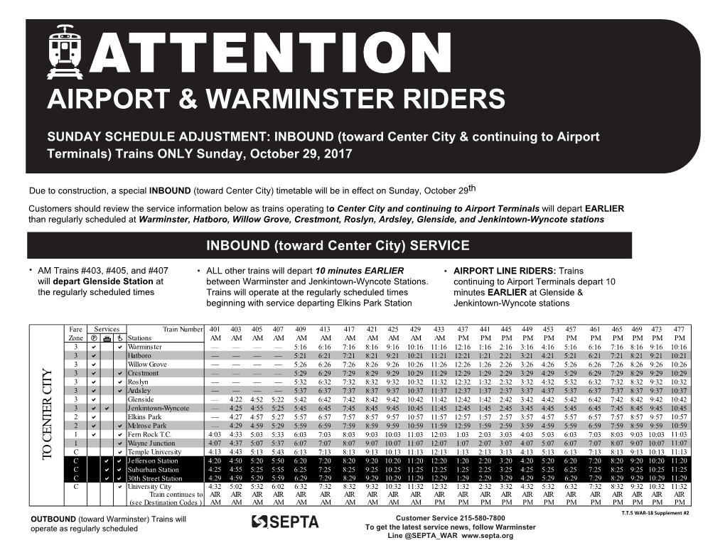 Attention Airport & Warminster Riders