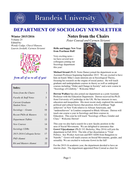 Department of Sociology Newsletter