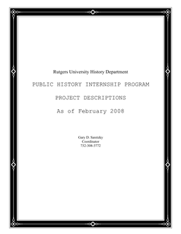 Public History Internship Program Project