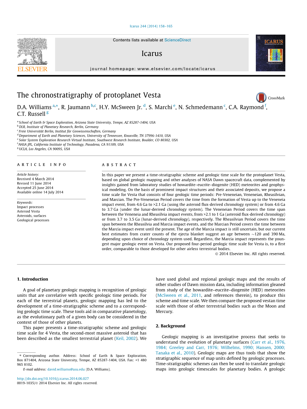 The Chronostratigraphy of Protoplanet Vesta ⇑ D.A