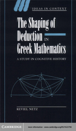 Shaping of Deduction in Greek Mathematics   