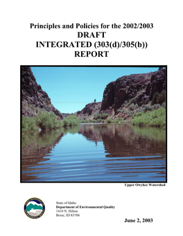 2002/2003 Draft Integrated (303(D)/305(B) Report