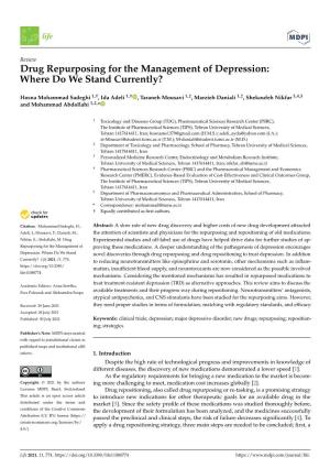 Drug Repurposing for the Management of Depression: Where Do We Stand Currently?