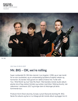 ​Mr. BIG – OK, We're Rolling