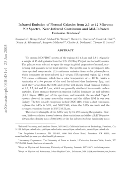 Infrared Emission of Normal Galaxies from 2.5 to 12 Microns: ISO Spectra, Near-Infrared Continuum and Mid-Infrared Emission Features