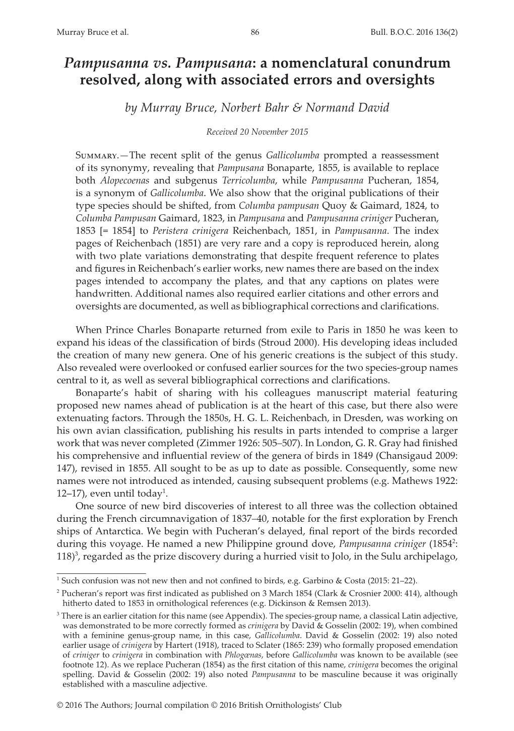 Pampusanna Vs. Pampusana: a Nomenclatural Conundrum Resolved, Along with Associated Errors and Oversights