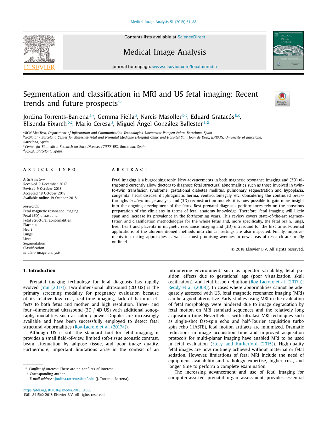 Segmentation and Classification in MRI and US Fetal Imaging: Recent