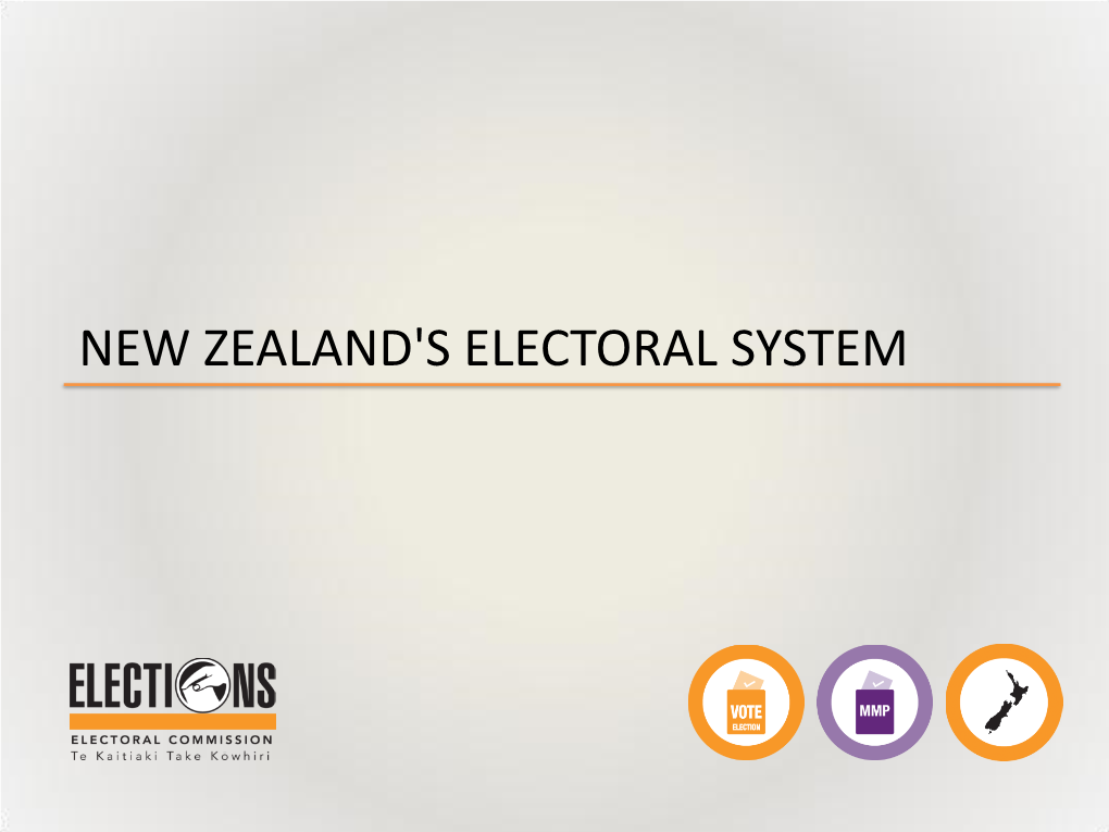 New Zealand's Electoral System About the Electoral Commission