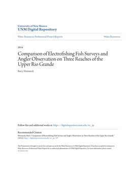 Comparison of Electrofishing Fish Surveys and Angler Observation on Three Reaches of the Upper Rio Grande Barry Weinstock