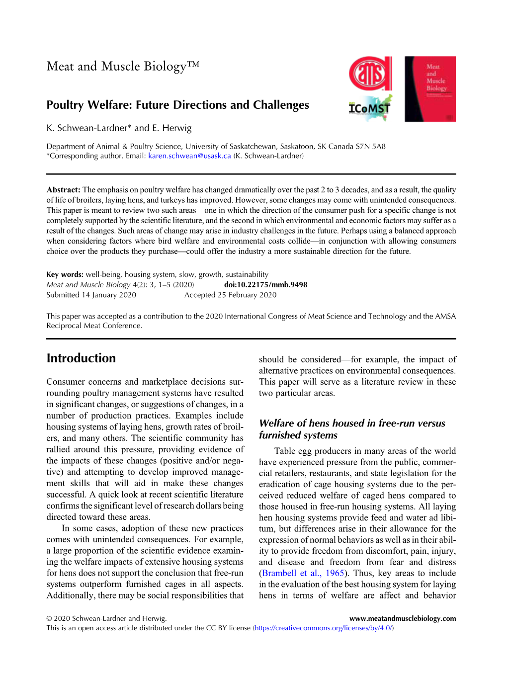 Poultry Welfare: Future Directions and Challenges
