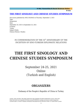 The First Sinology and Chinese Studies Symposium