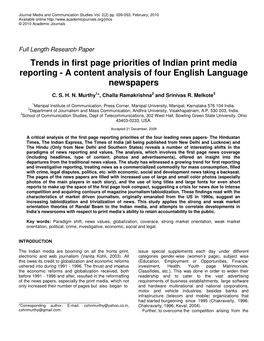 A Content Analysis of Four English Language Newspapers