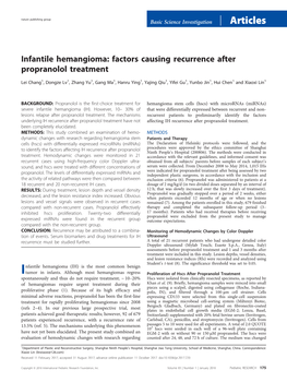 Infantile Hemangioma: Factors Causing Recurrence After Propranolol Treatment