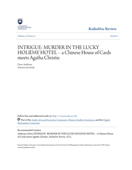 MURDER in the LUCKY HOLIDAY HOTEL – a Chinese House of Cards Meets Agatha Christie