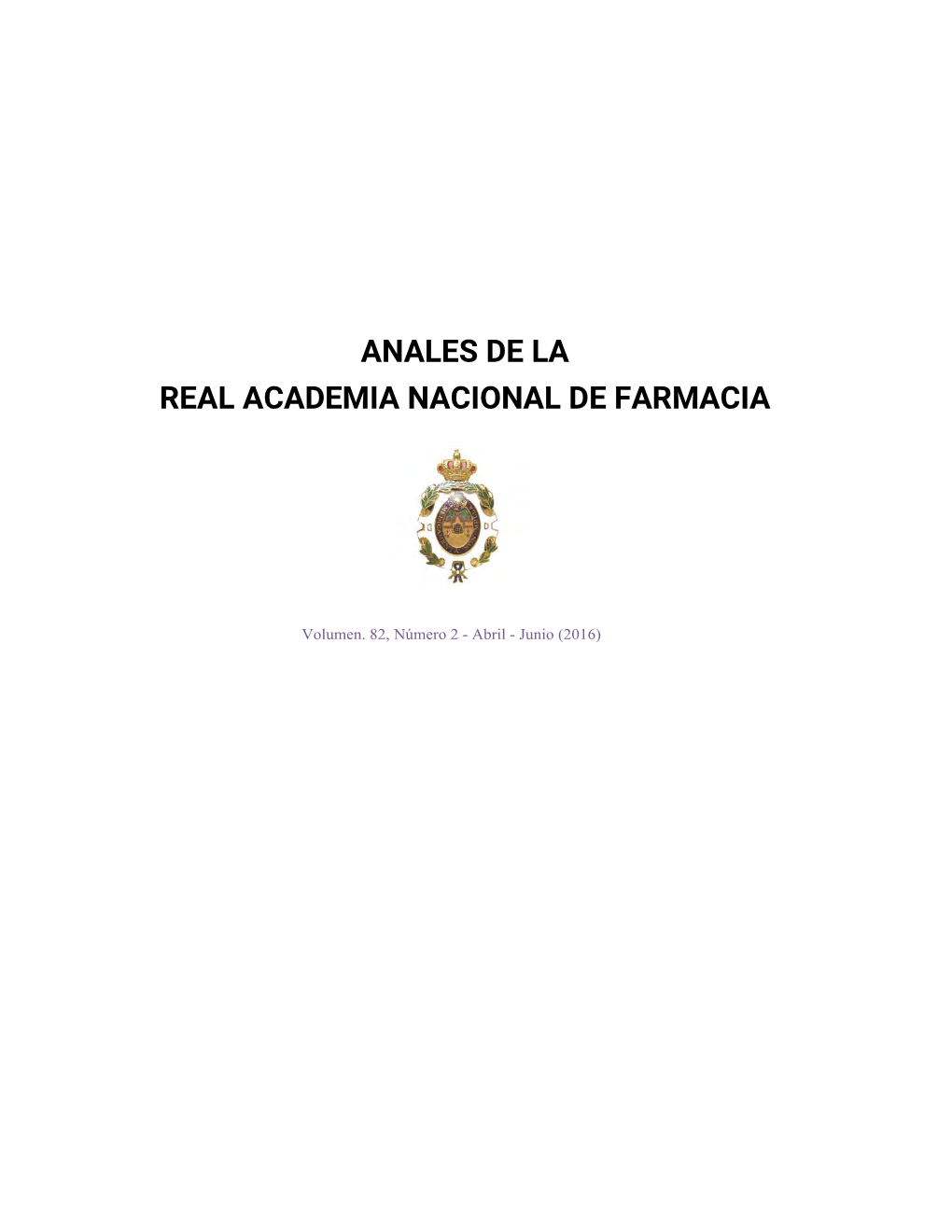 Anales De La Real Academia Nacional De Farmacia