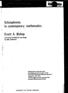 Schizophrenia in Contemporary Mathematics (Pdf)