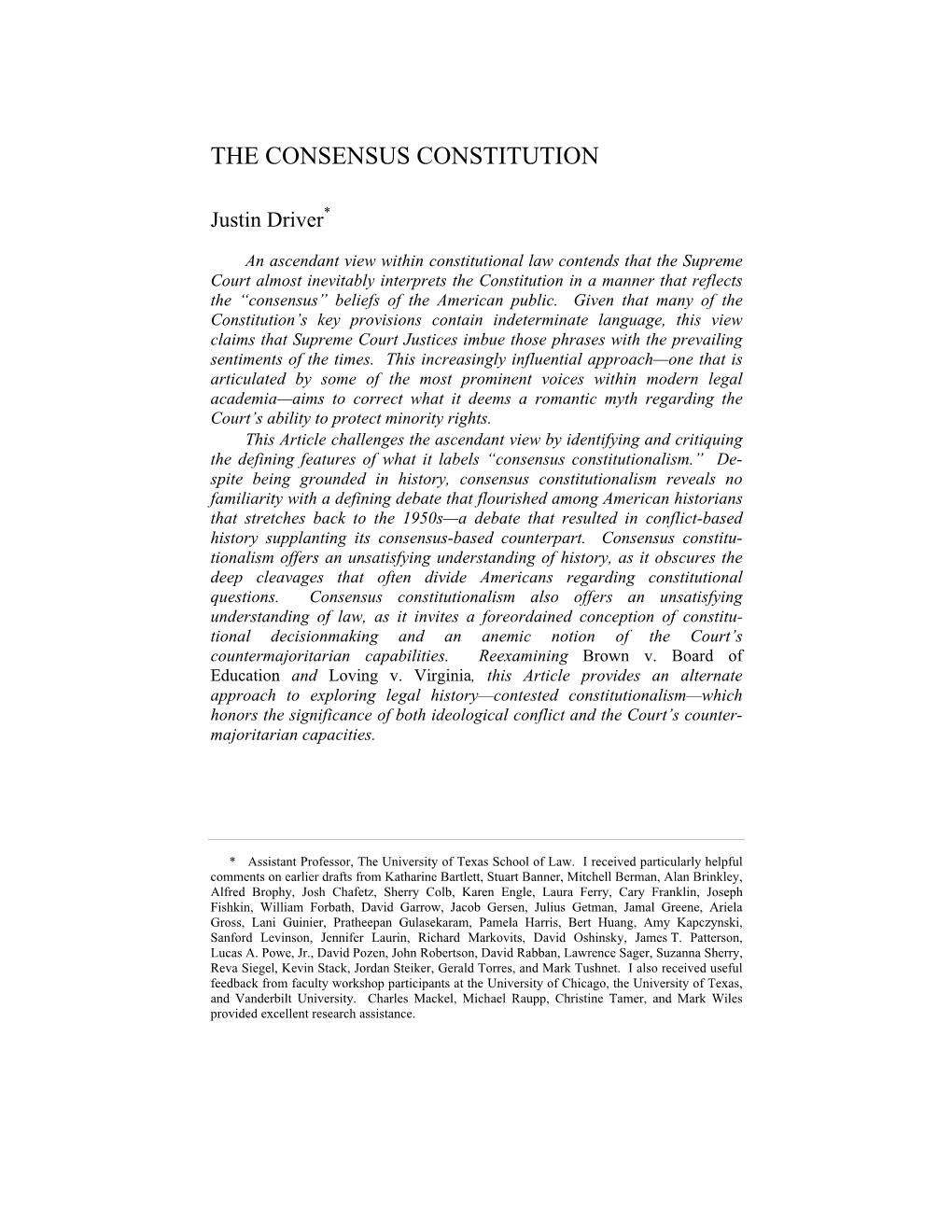 The Consensus Constitution