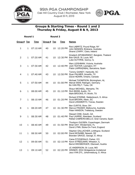 Groups & Starting Times