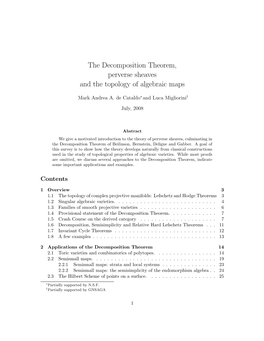 The Decomposition Theorem, Perverse Sheaves and the Topology of Algebraic Maps
