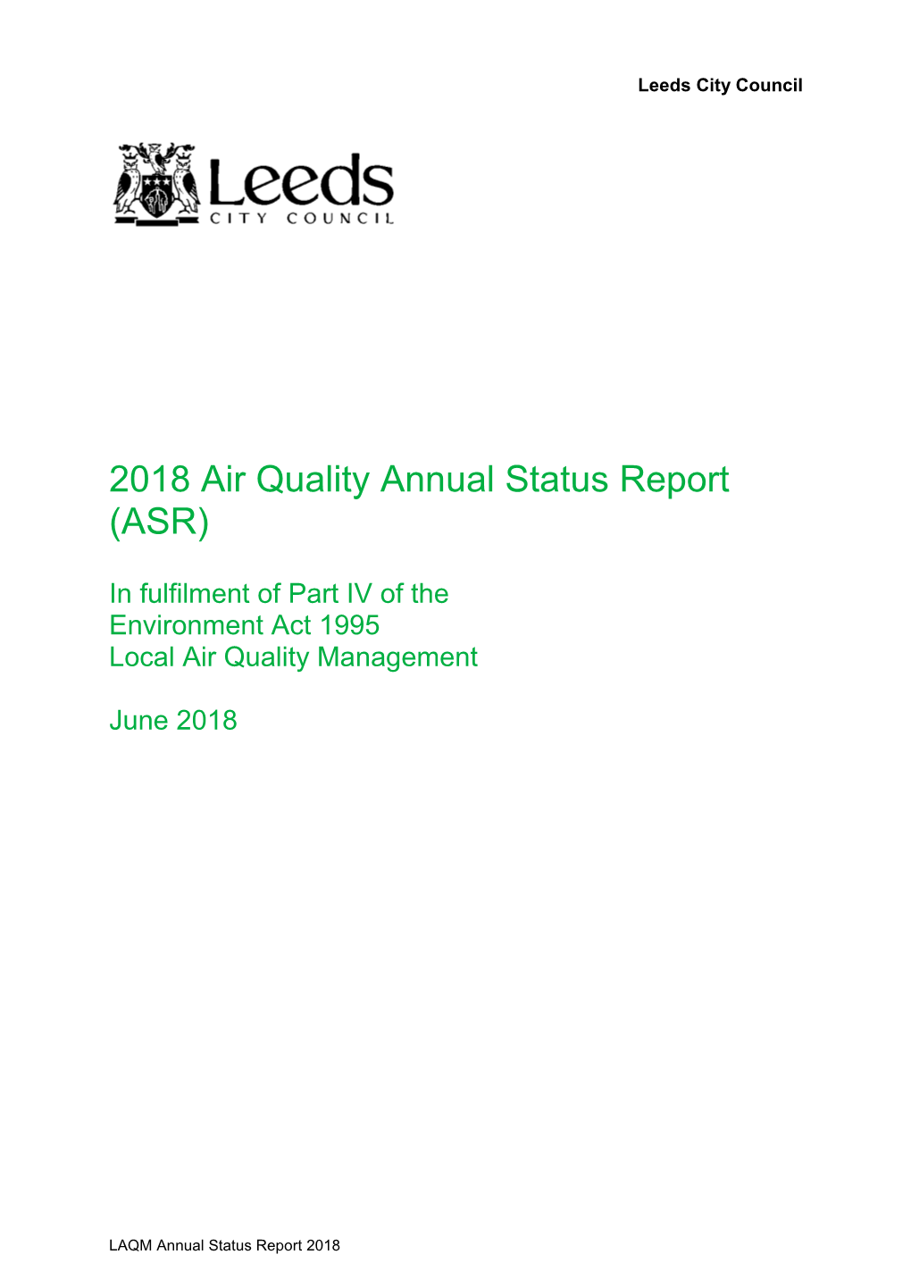 2018 Air Quality Annual Status Report (ASR)