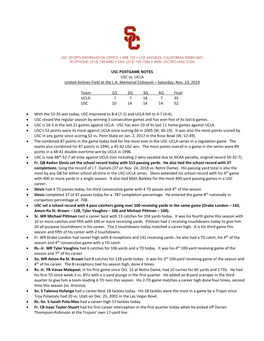 USC POSTGAME NOTES USC Vs. UCLA United Airlines Field at the L.A