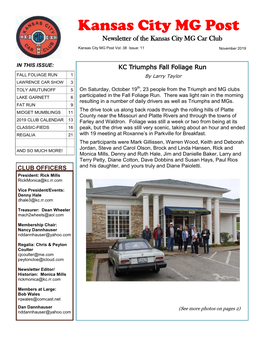 Kansas City MG Post Newsletter of the Kansas City MG Car Club