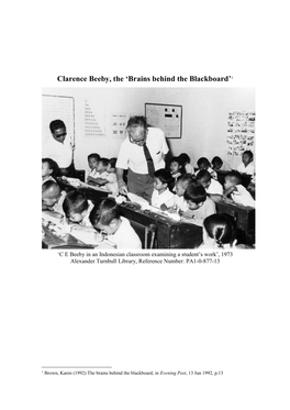 Clarence Beeby, the ‘Brains Behind the Blackboard’1