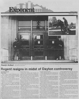 Regent Resigns in Midst .Of Dayton Controversy by KEVIN DOLAN Attempt Failed in a Tie