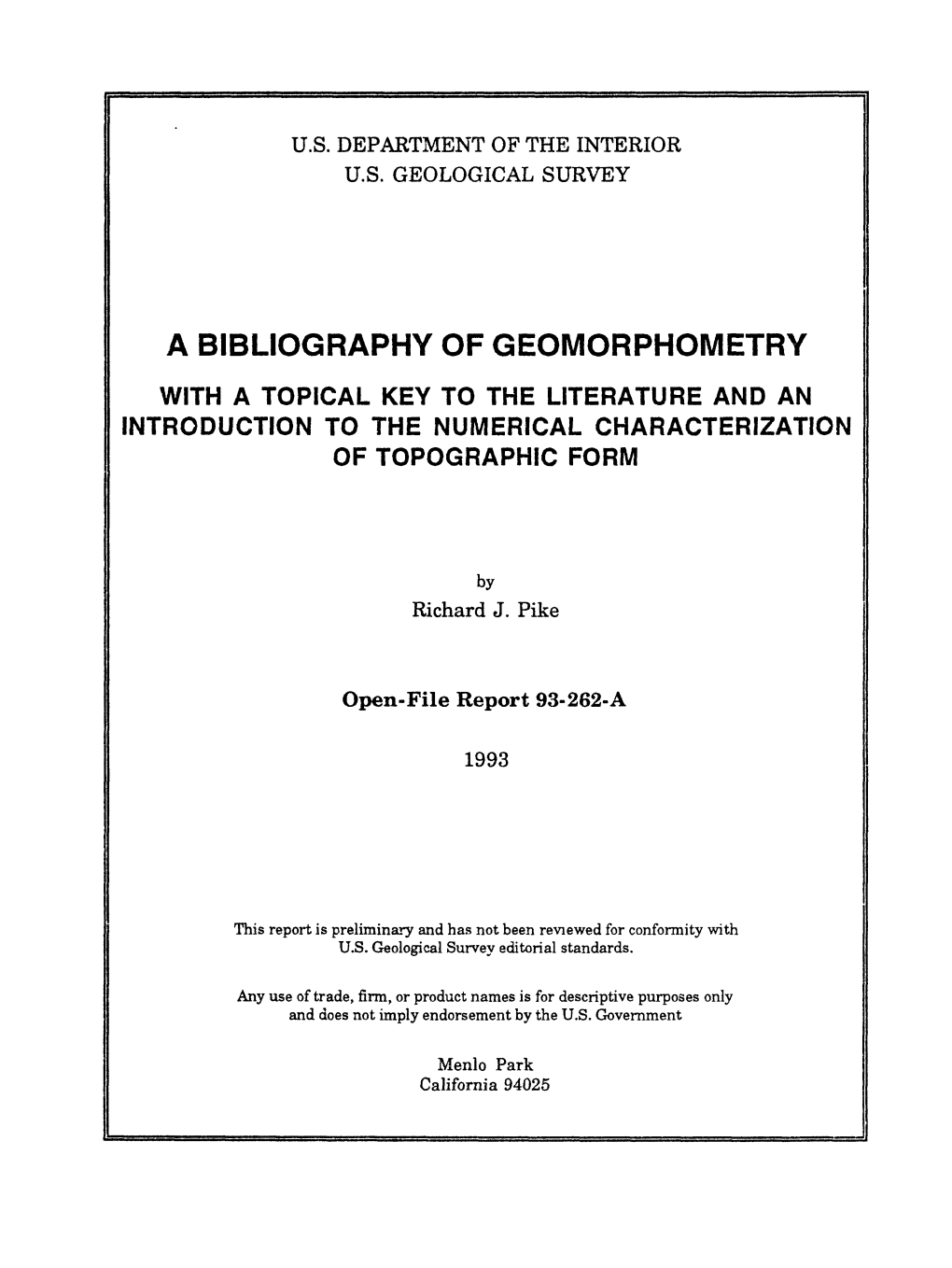 A Bibliography of Geomorphometry
