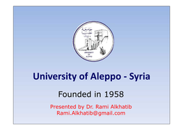 University of Aleppo - Syria