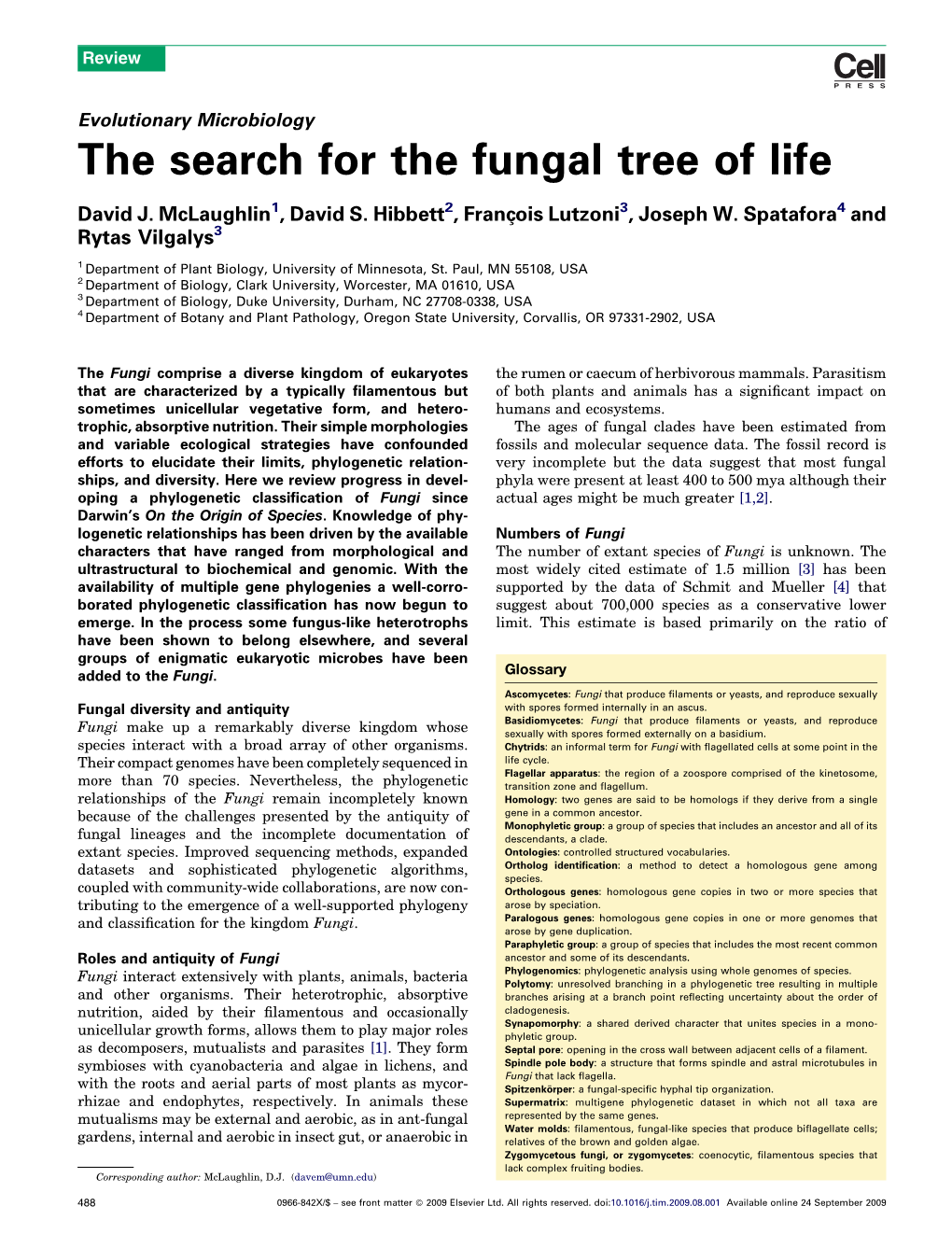 The Search for the Fungal Tree of Life