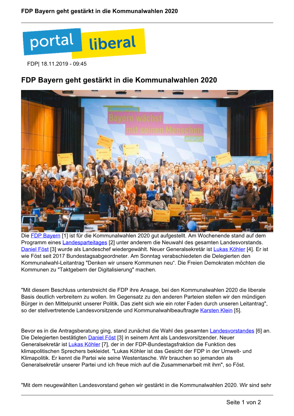 FDP Bayern Geht Gestärkt in Die Kommunalwahlen 2020