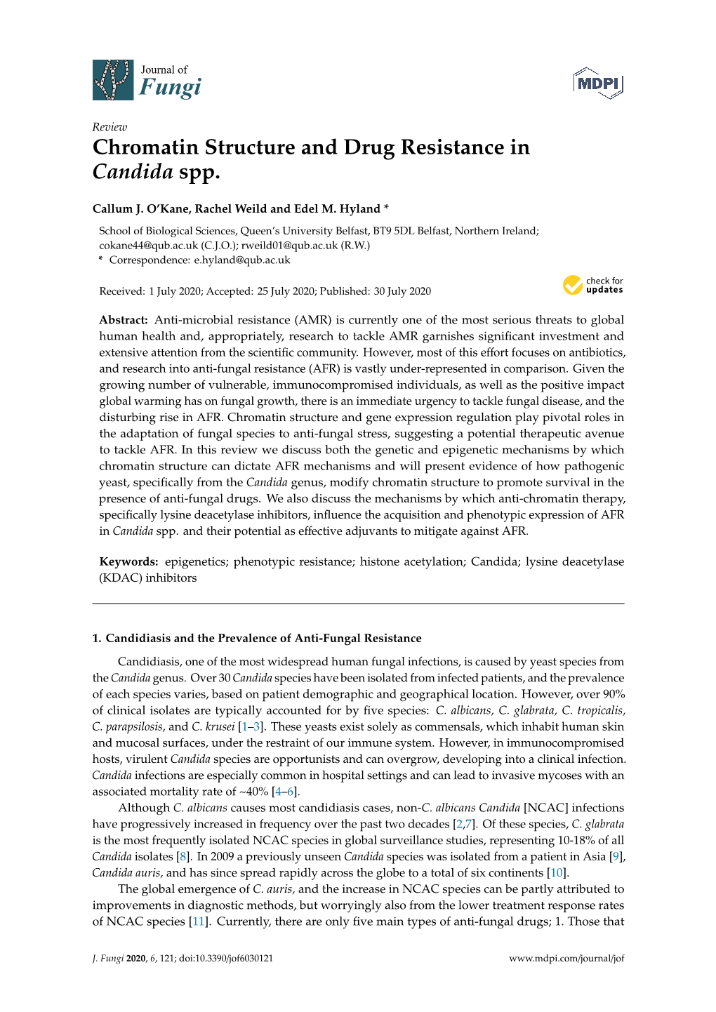 Chromatin Structure and Drug Resistance in Candida Spp