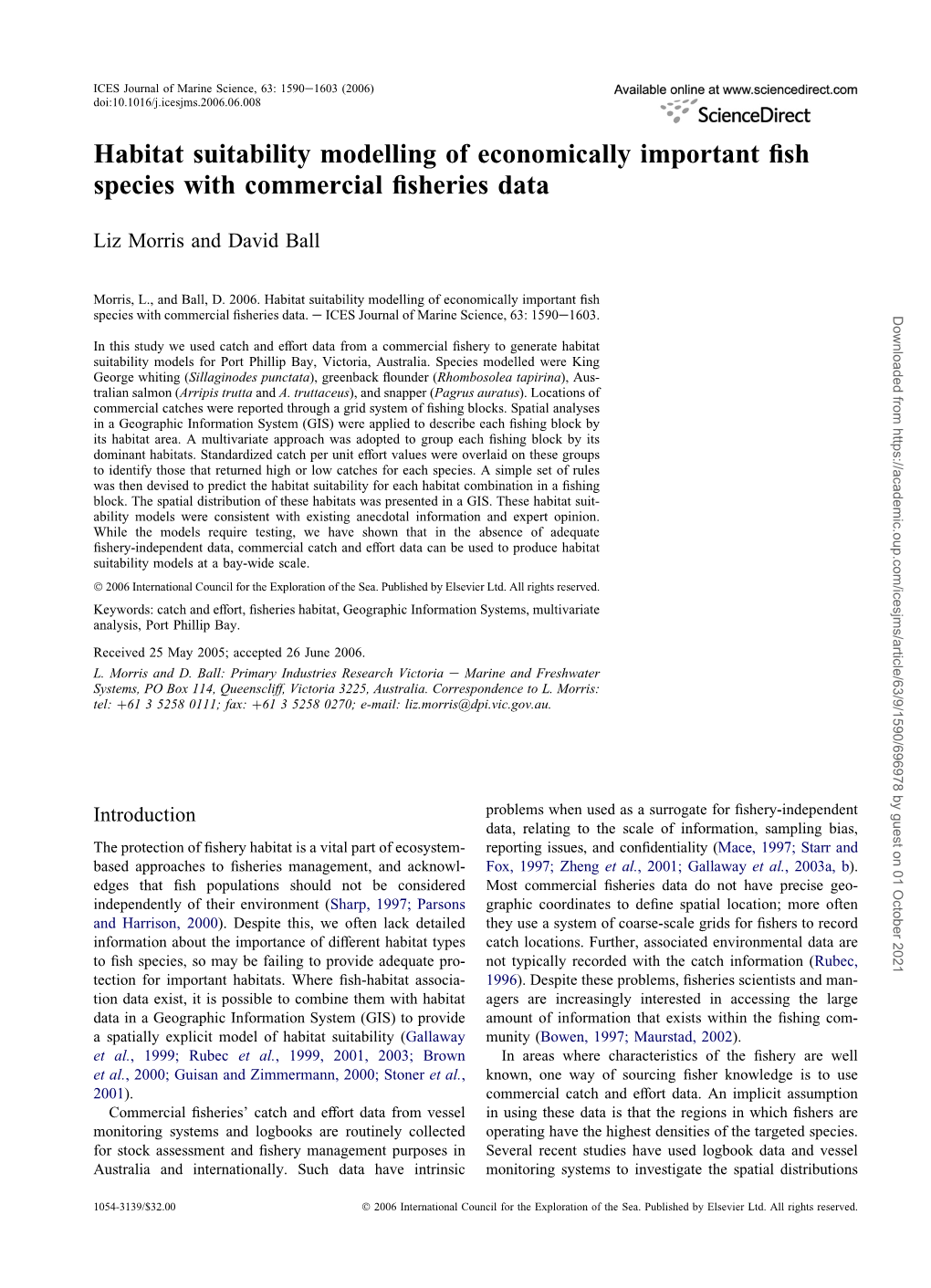 Habitat Suitability Modelling of Economically Important Fish Species