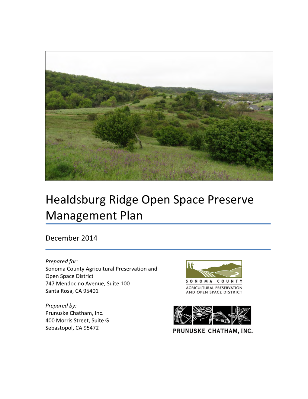 Healdsburg Ridge Open Space Preserve Management Plan