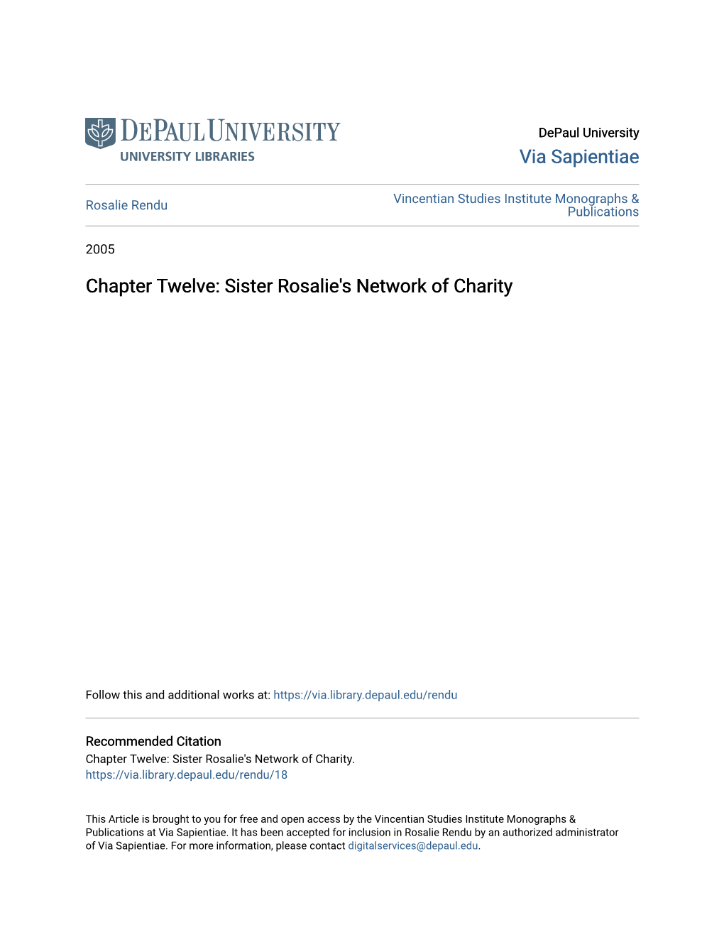 Sister Rosalie's Network of Charity