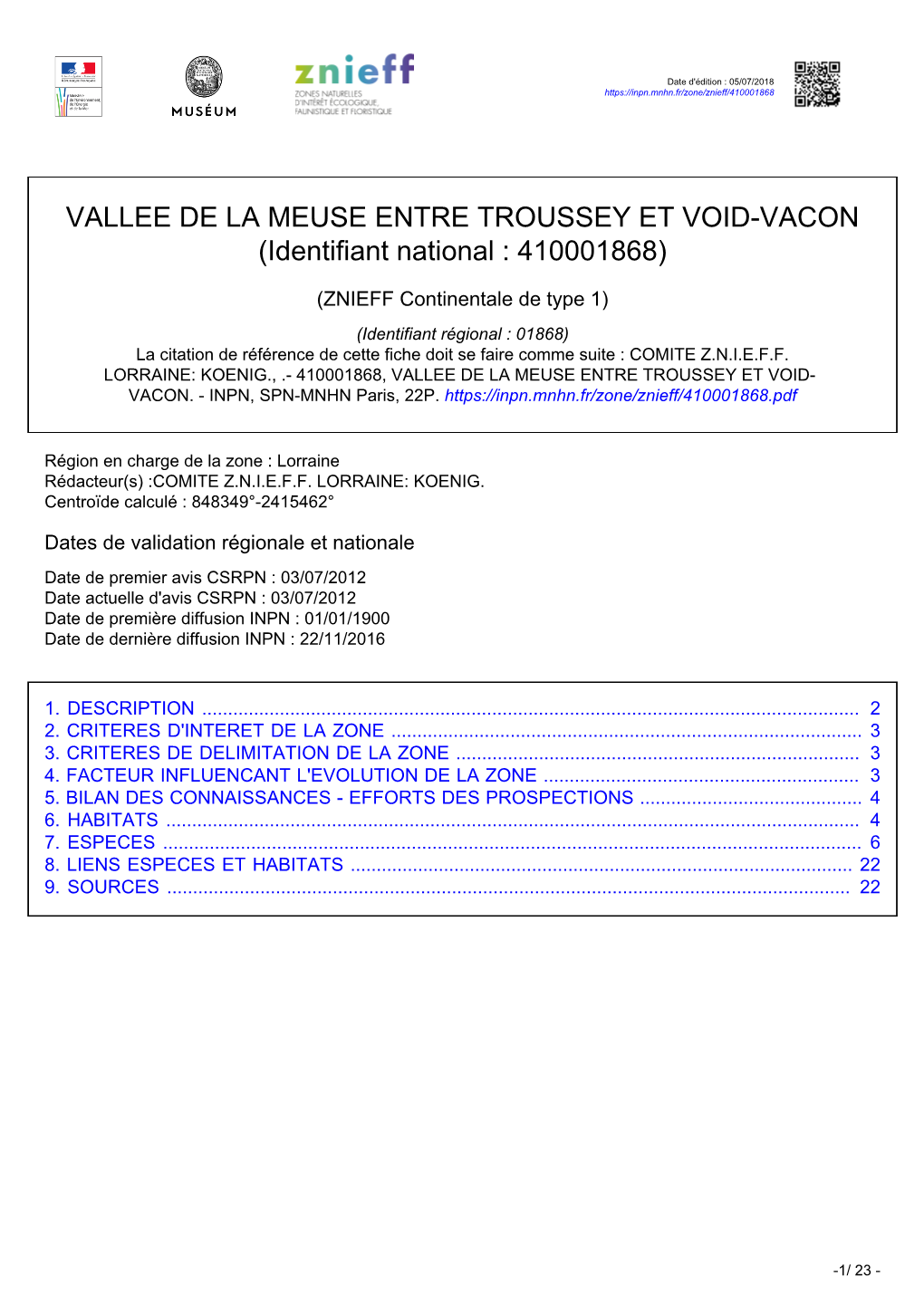 VALLEE DE LA MEUSE ENTRE TROUSSEY ET VOID-VACON (Identifiant National : 410001868)