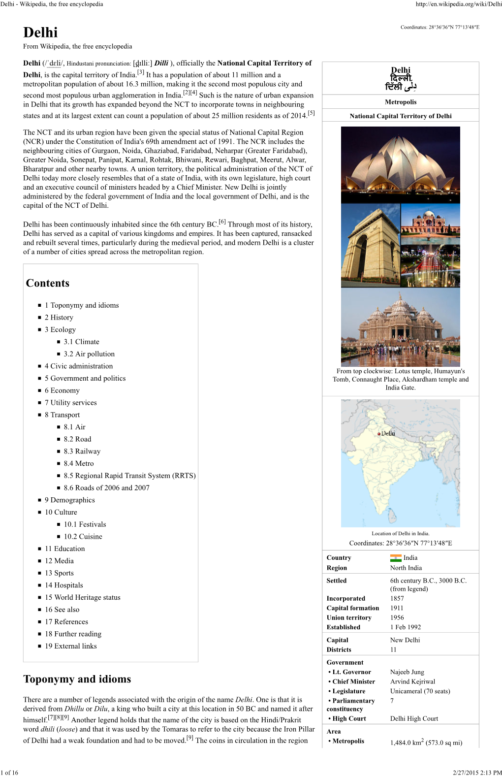 Delhi � Wikipedia, the Free Encyclopedia