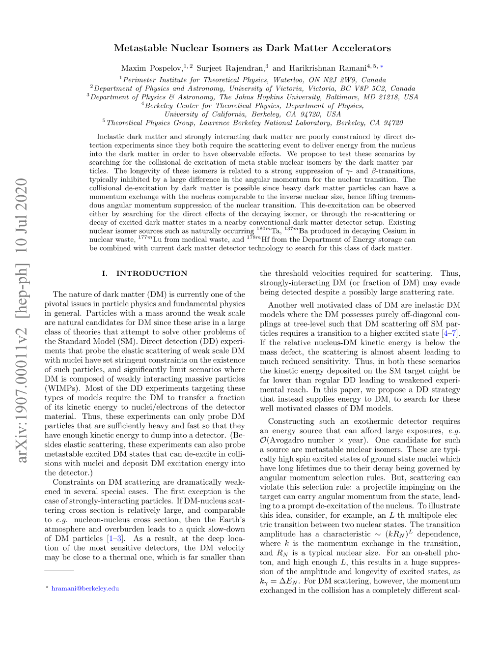 Arxiv:1907.00011V2 [Hep-Ph] 10 Jul 2020