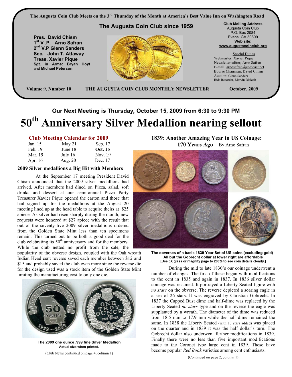 50 Anniversary Silver Medallion Nearing Sellout
