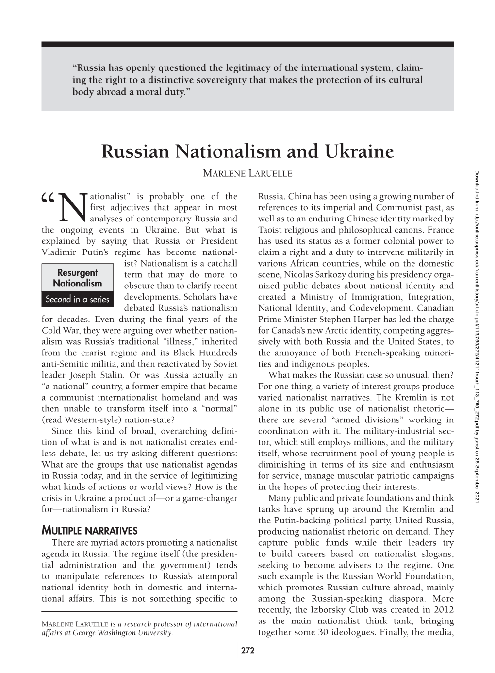 Russian Nationalism and Ukraine