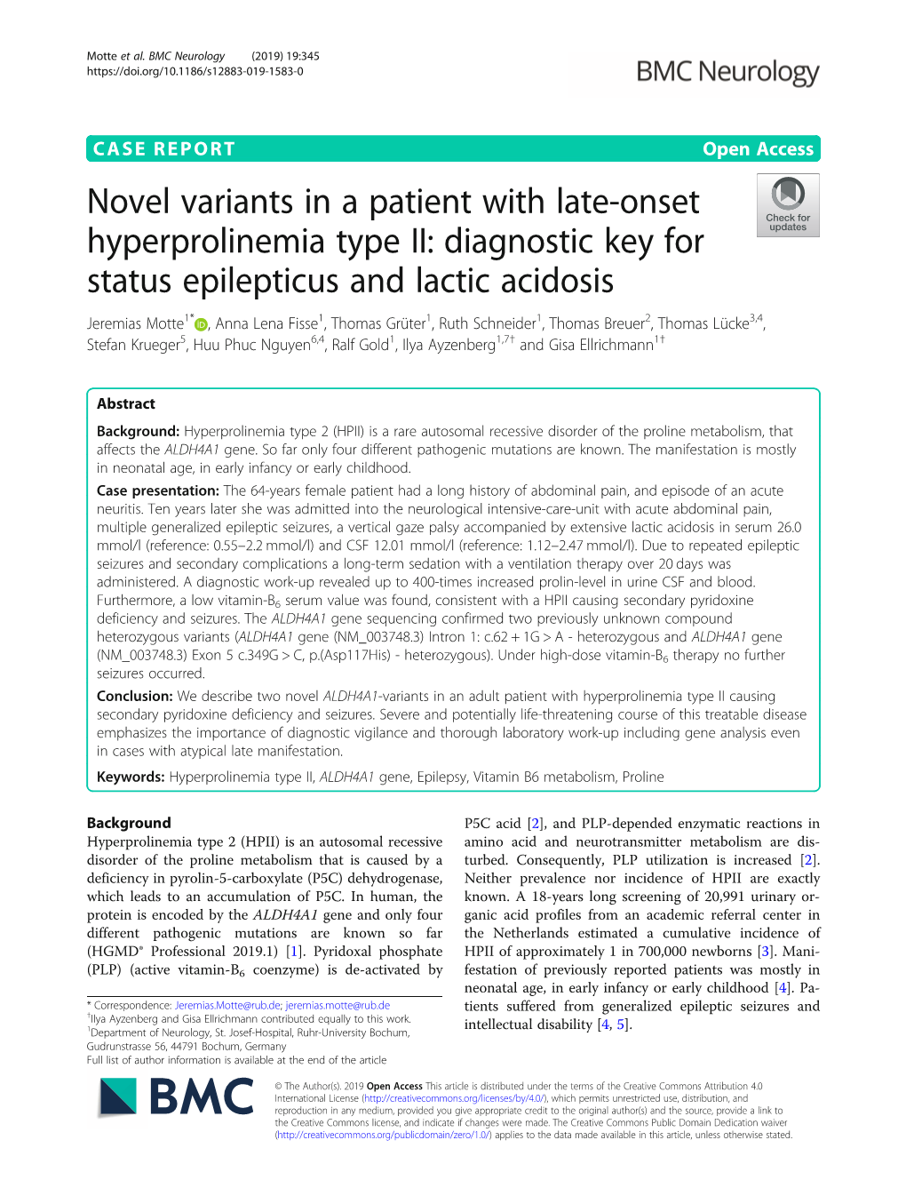 Novel Variants in a Patient with Late-Onset Hyperprolinemia Type II