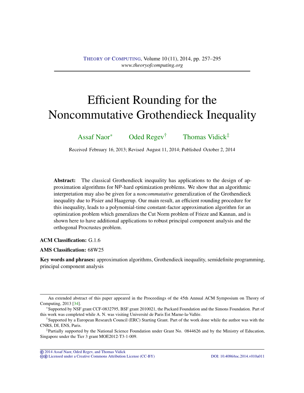 Efficient Rounding for the Noncommutative Grothendieck