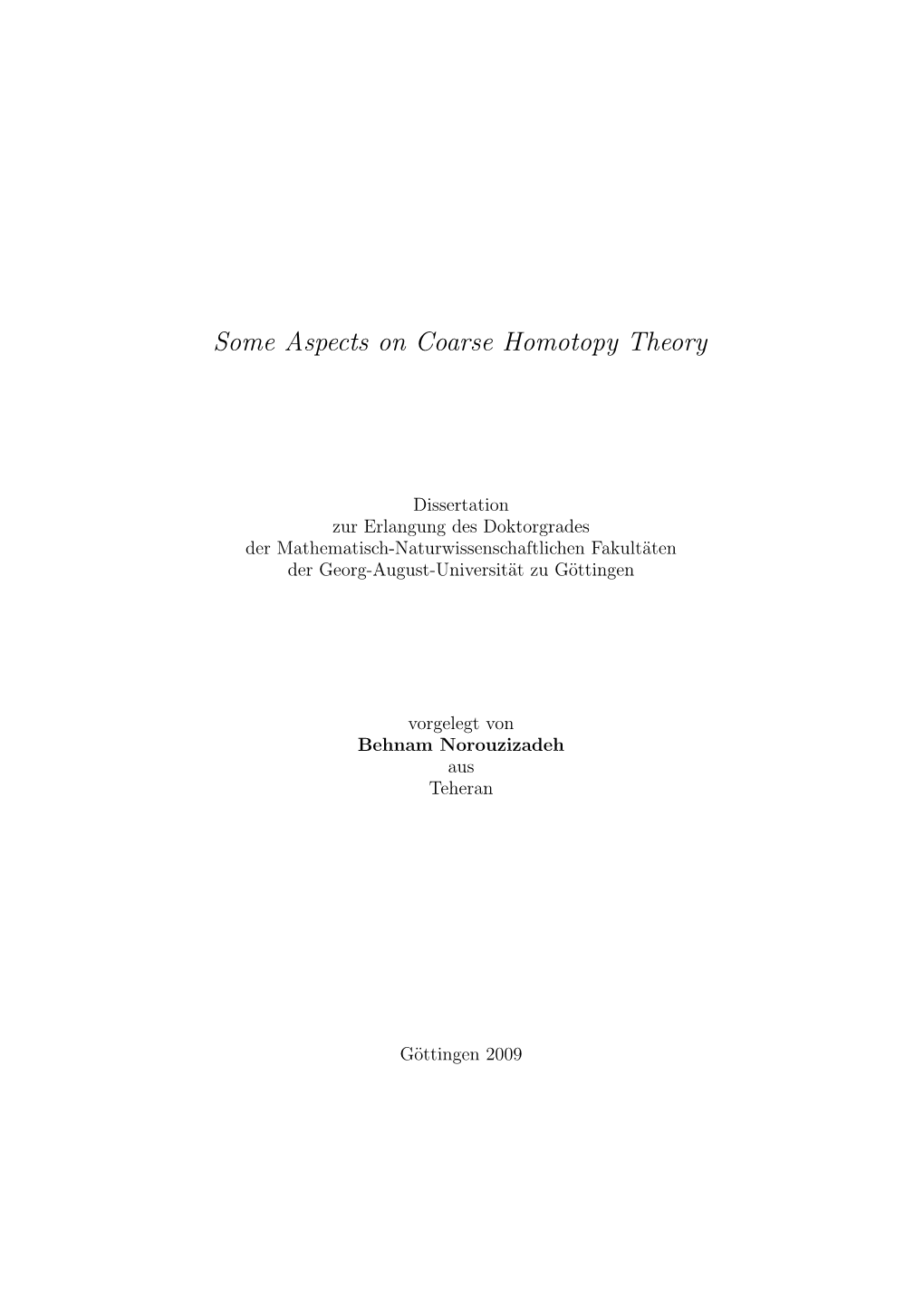 Some Aspects on Coarse Homotopy Theory