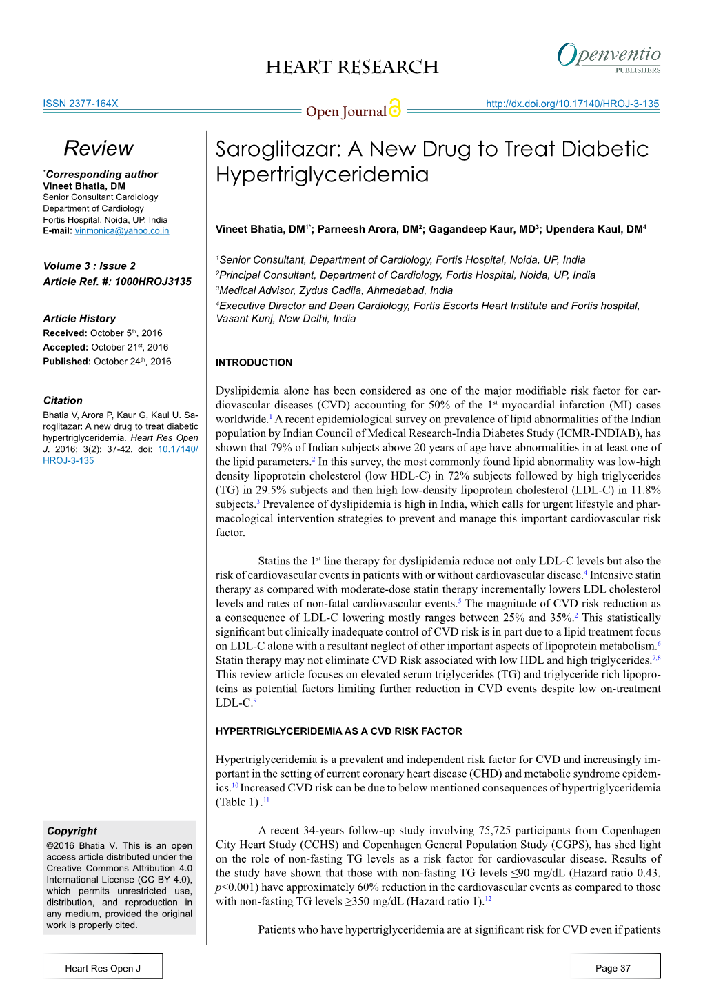 Saroglitazar: a New Drug to Treat Diabetic Hypertriglyceridemia Review