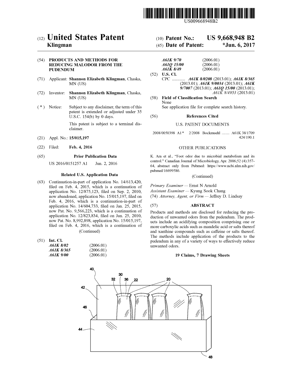 (12) United States Patent (10) Patent No.: US 9,668,948 B2 Klingman (45) Date of Patent: *Jun