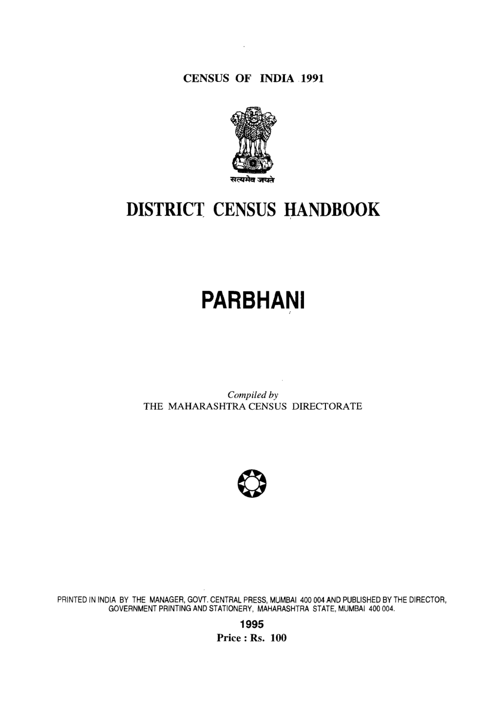 District Census Handbook, Parbhani, Part-XII-A & B, Series-14