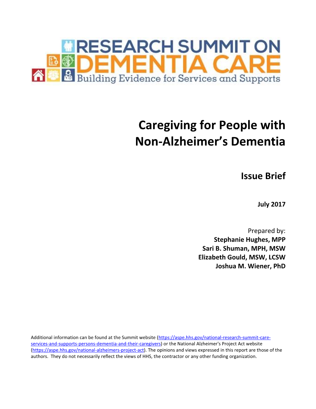 Caregiving for People with Non-Alzheimer's Dementia