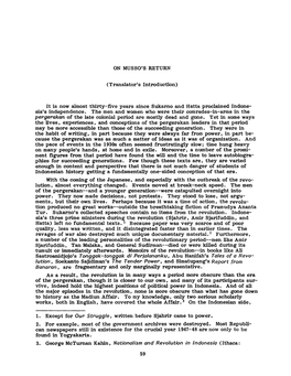 (Translator's Introduction) It Is Now Almost Thirty-Five Years Since Sukarno and Hatta Proclaimed Indone Sia's Independence. T